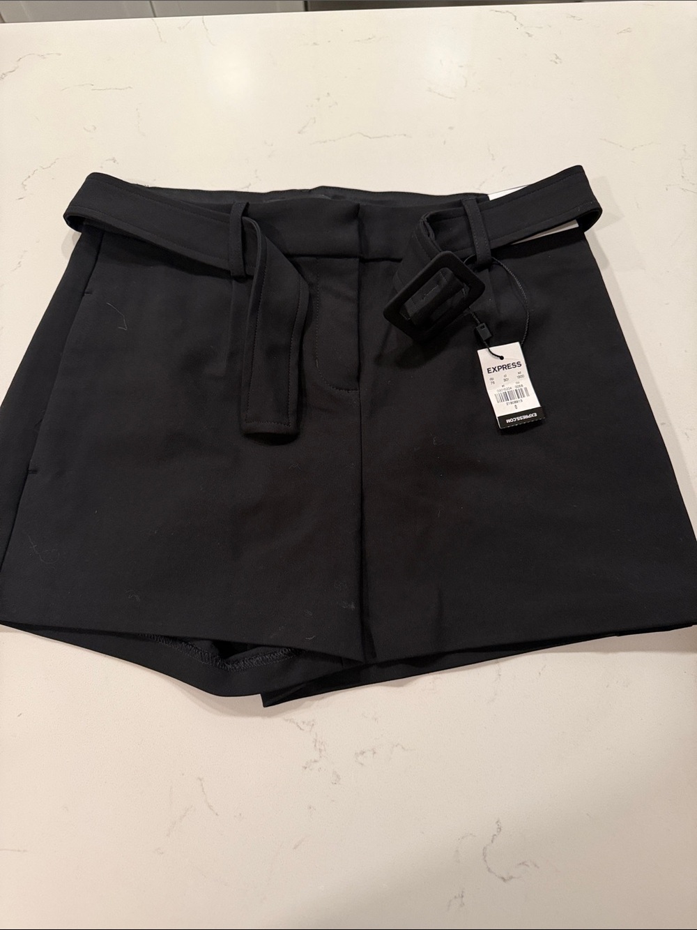Express Black High-Waist Belted Women's Shorts